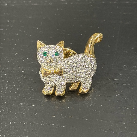 Jeweled Cat Pin Brooch - Picture 1 of 5